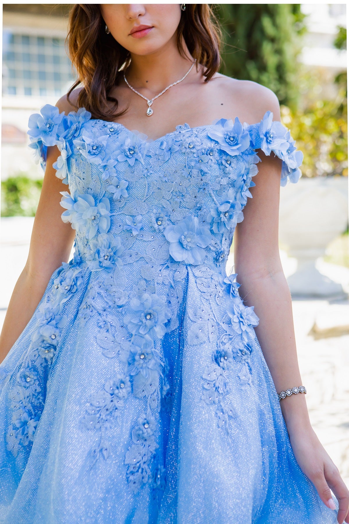 Cocktail Dresses 3D Floral Short Glitter Corset Mini Cocktail Dress Cinderella Couture 5120J Blue