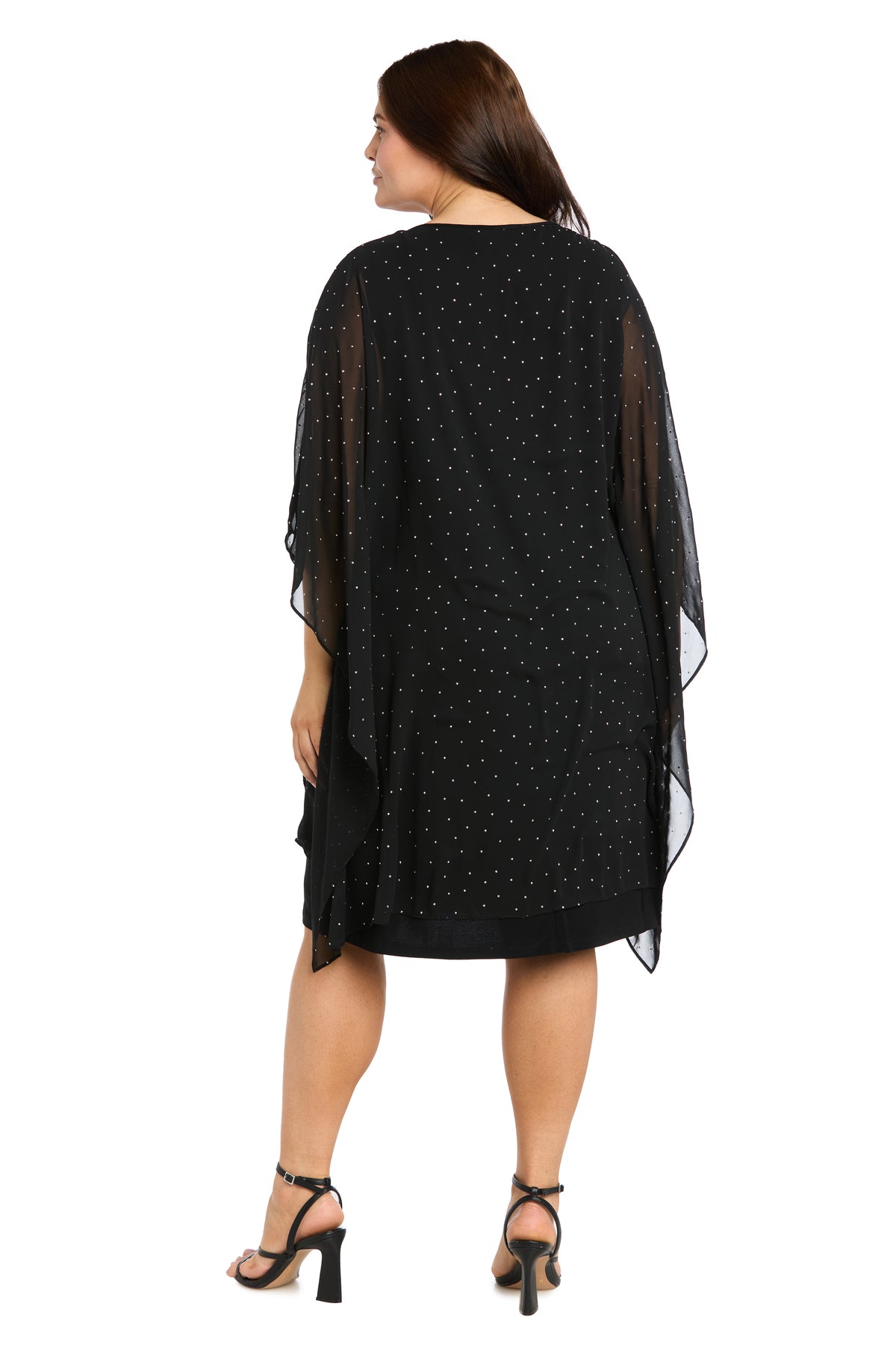 Scoop Knee-Length Chiffon Cocktail Dress by R&M Richards 5120W in Black