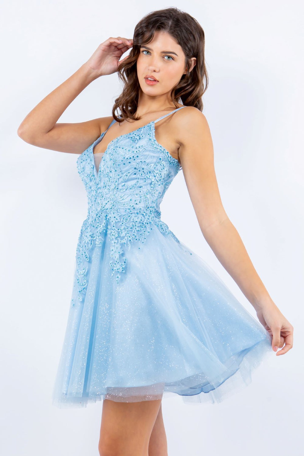 Cocktail Dresses Mini Corset Short A Line Cocktail Dress Cinderella Couture 5125J Blue