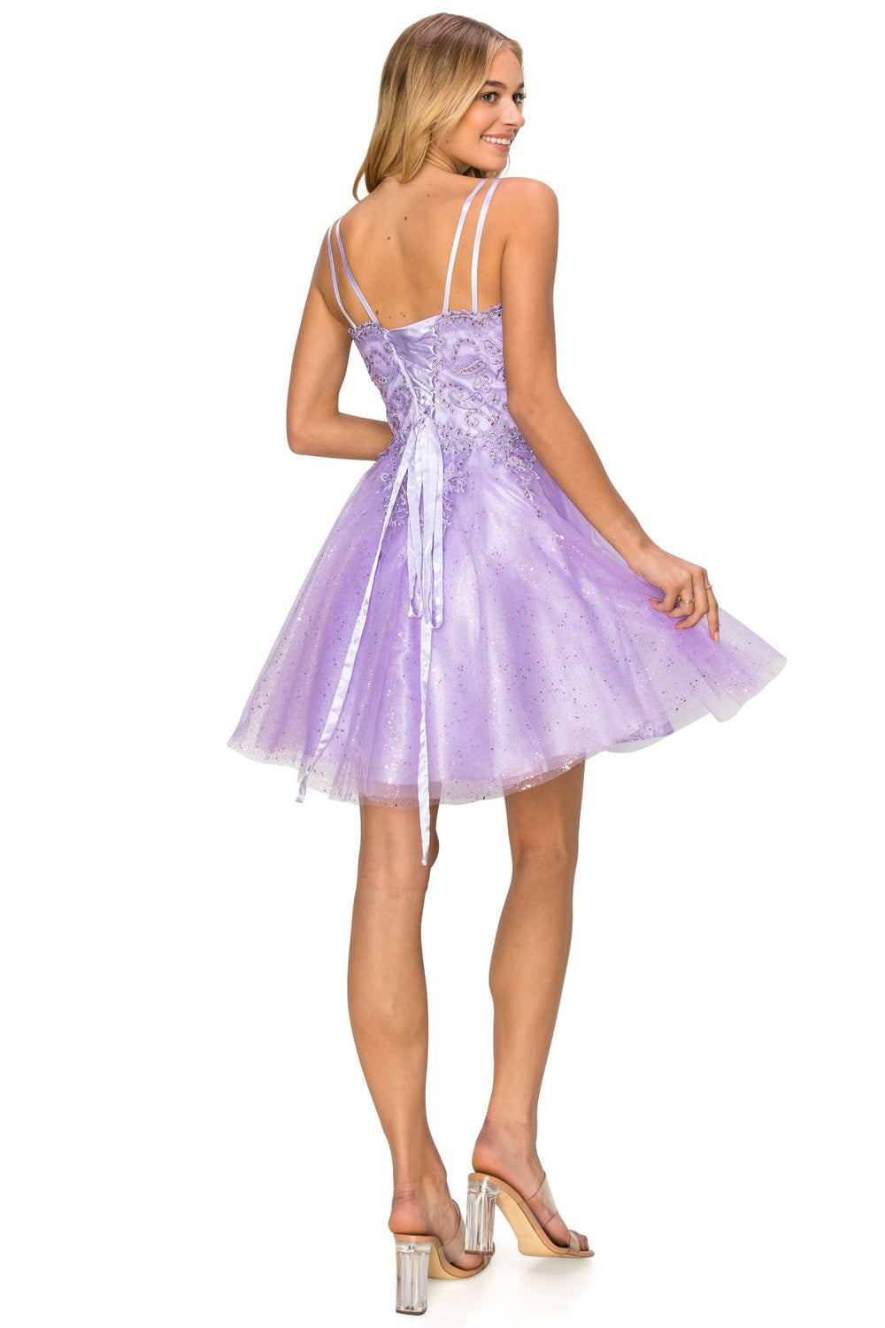 Cocktail Dresses Mini Corset Short A Line Cocktail Dress Cinderella Couture 5125J Lavendar