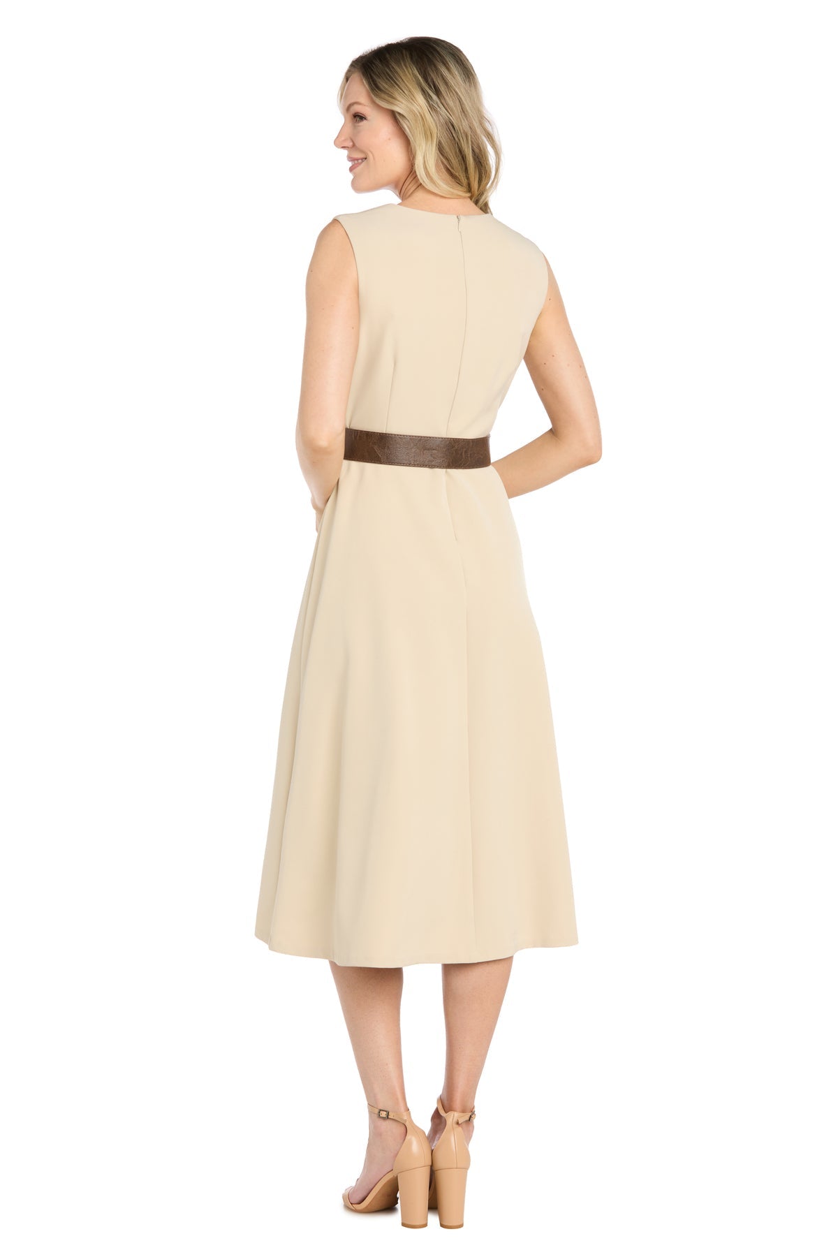 Crew High-Neck Midi Crepe Formal A-Line R&M Richards 5127