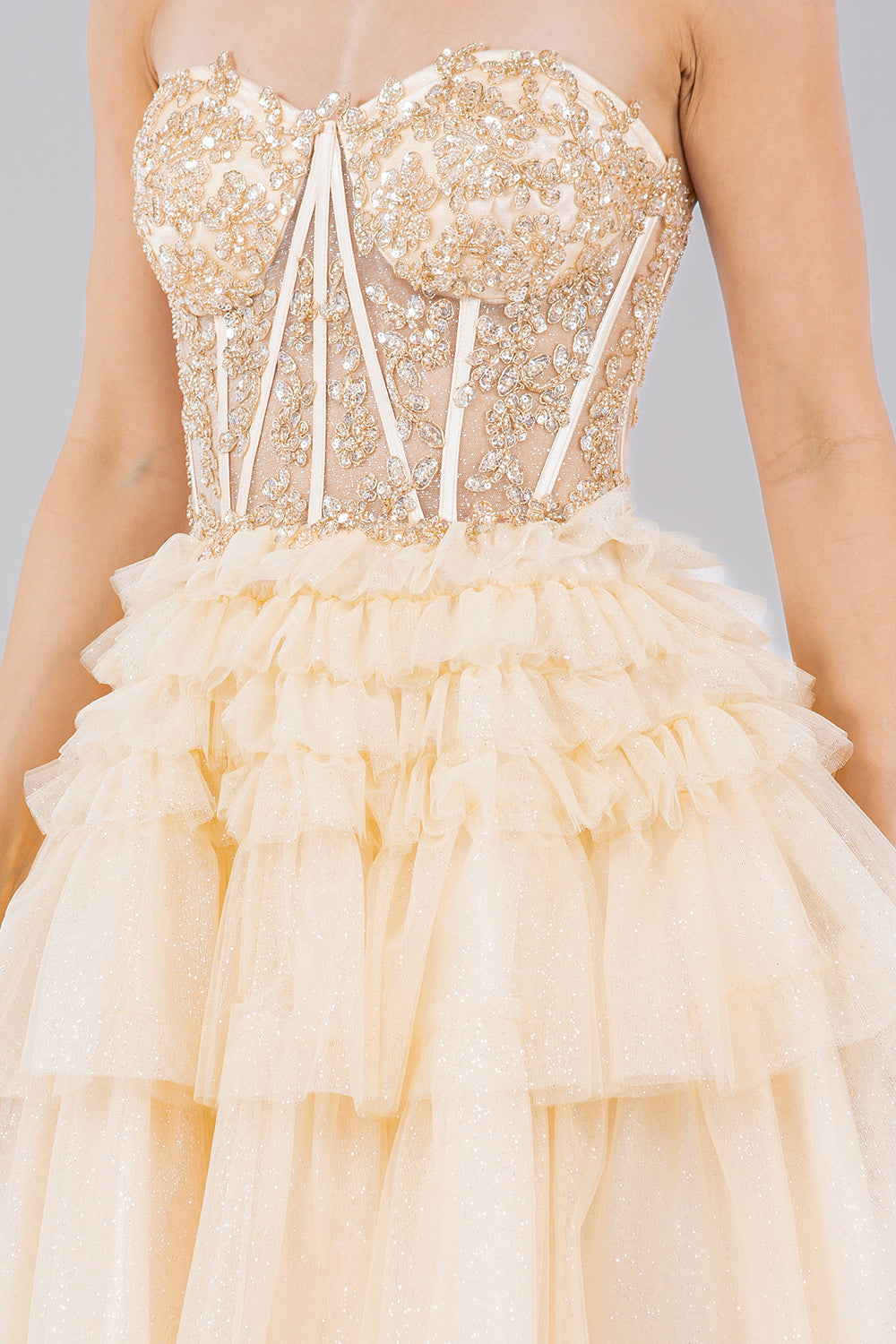 Cocktail Dresses Short Corset Mini Homecoming Cocktail Dress Cinderella Couture 5133J Champagne