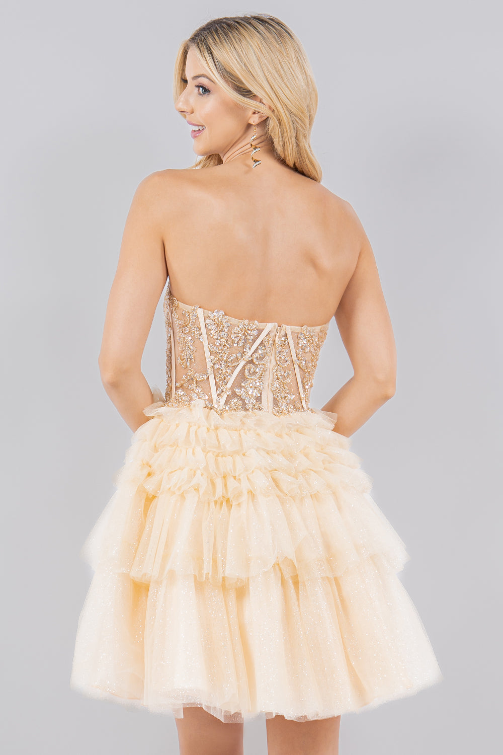 Cocktail Dresses Short Corset Mini Homecoming Cocktail Dress Cinderella Couture 5133J Champagne