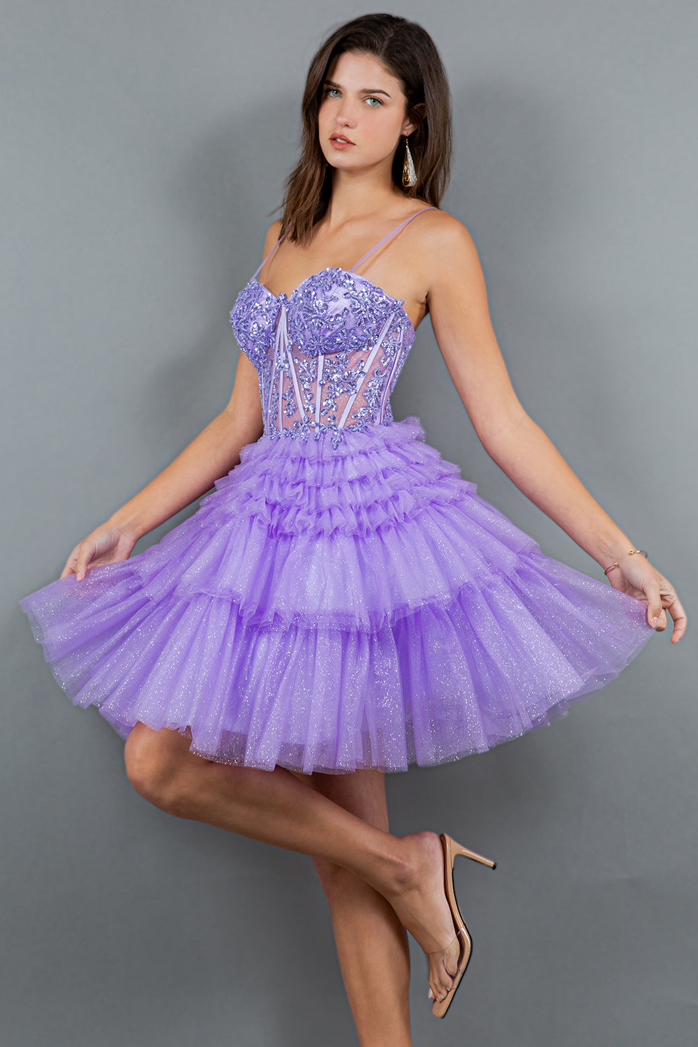 Cocktail Dresses Short Corset Mini Homecoming Cocktail Dress Cinderella Couture 5133J Lilac