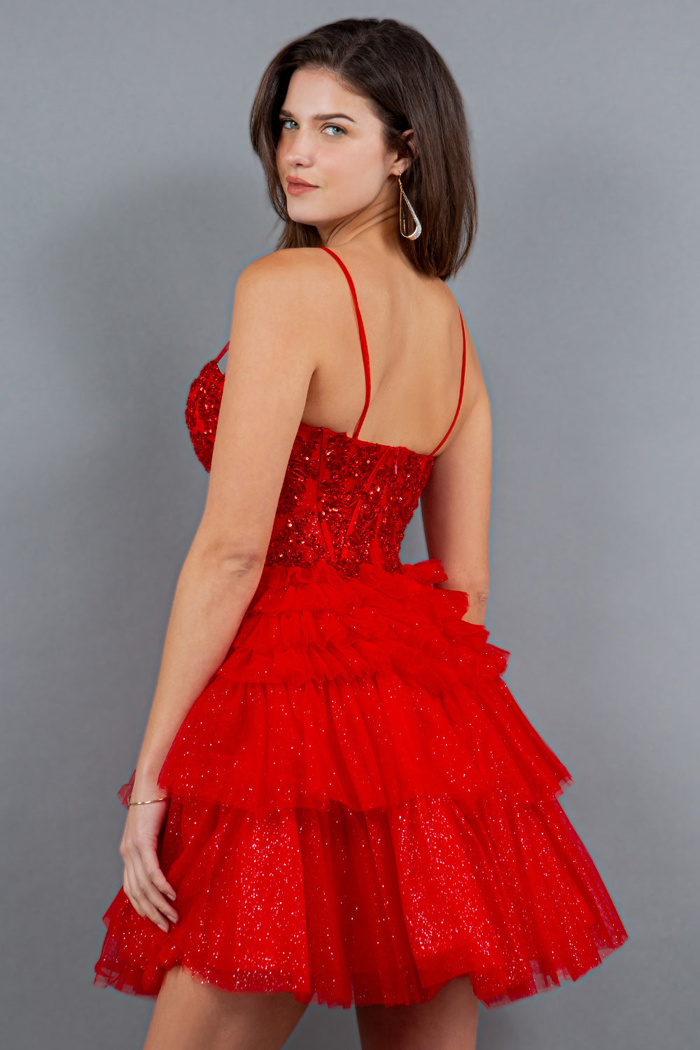 Cocktail Dresses Short Corset Mini Homecoming Cocktail Dress Cinderella Couture 5133J Red