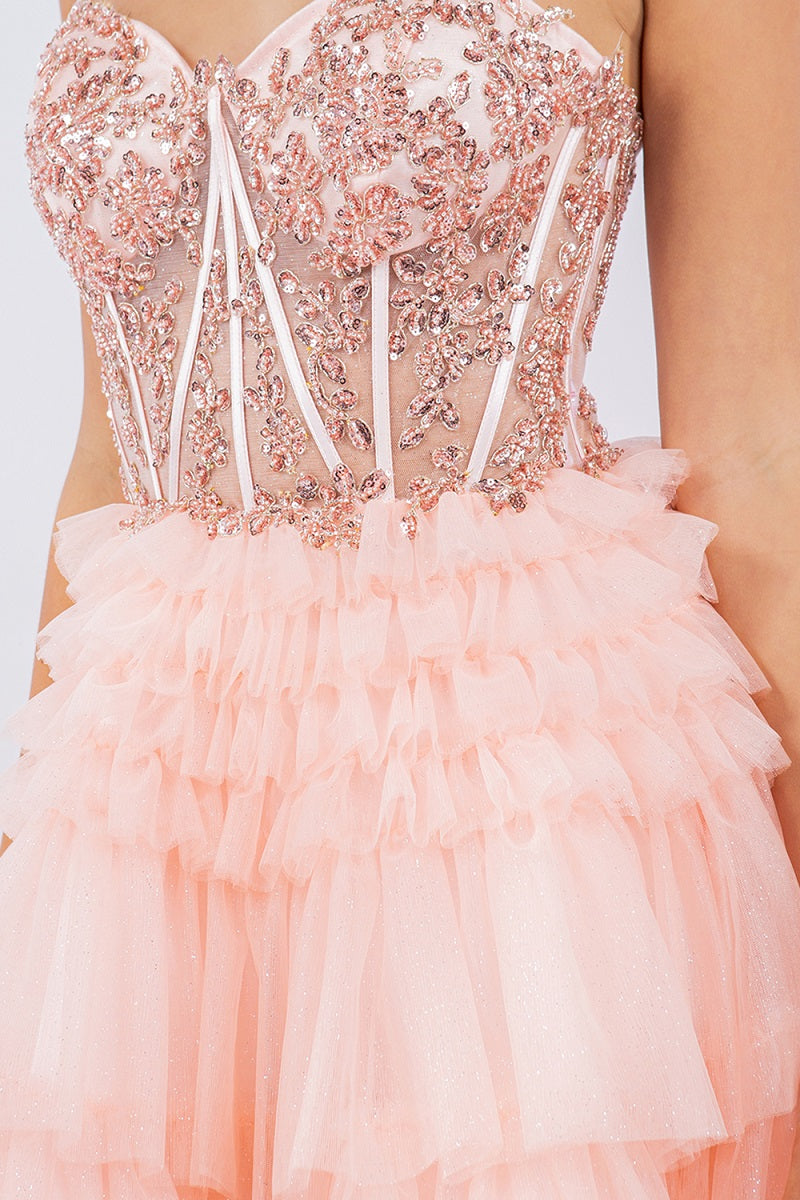Cocktail Dresses Short Corset Mini Homecoming Cocktail Dress Cinderella Couture 5133J Blush