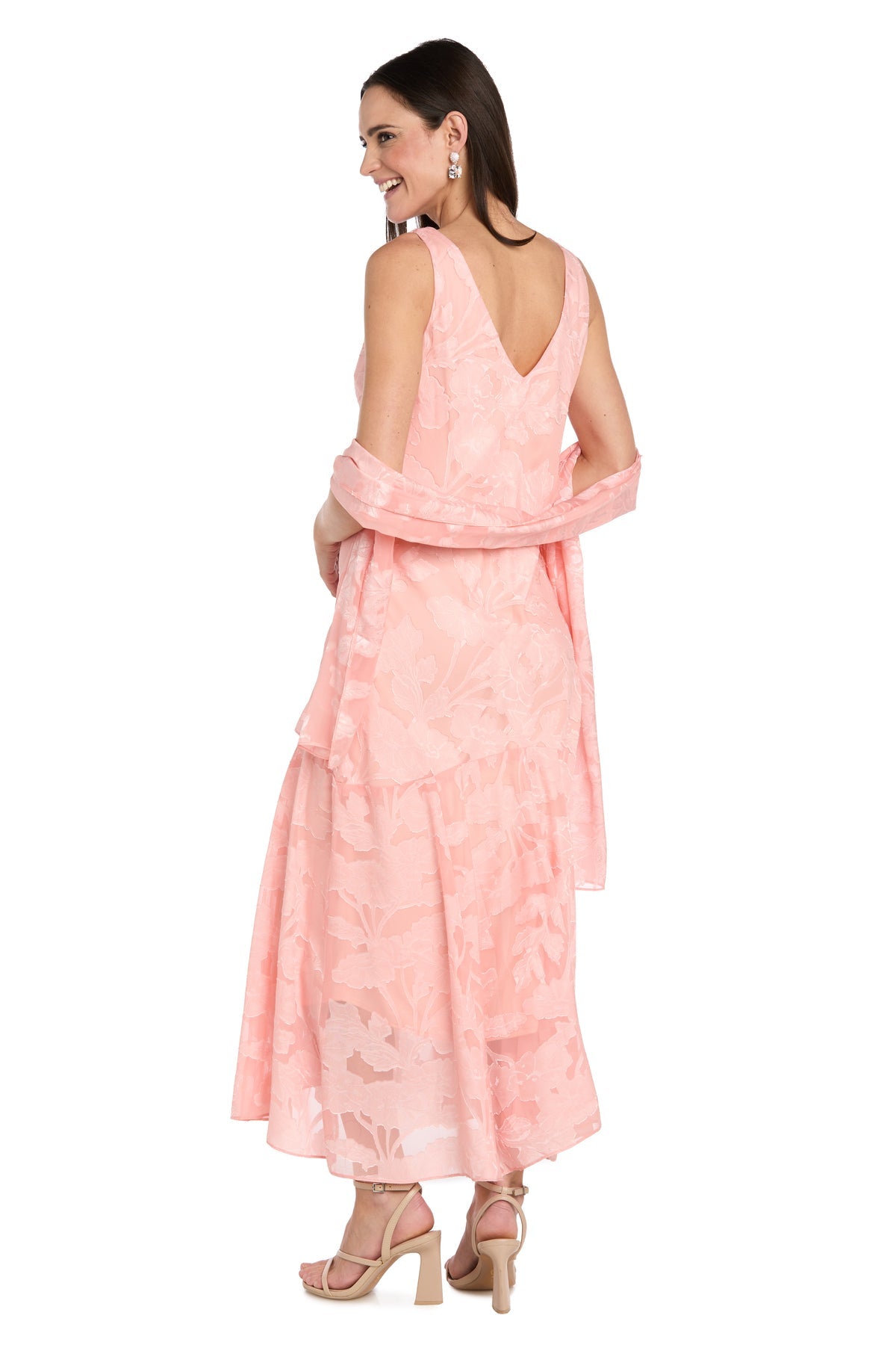 Cowl Neck Sleeveless Maxi Dress by R&M Richards 5135P in Apricot