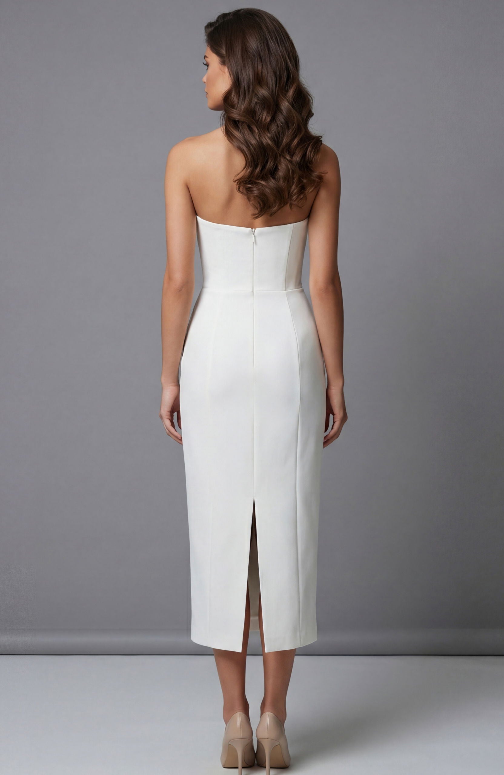 Wedding Dresses Short Fitted Tea Length Bridal Wedding Dress Jovani 51635 Off White