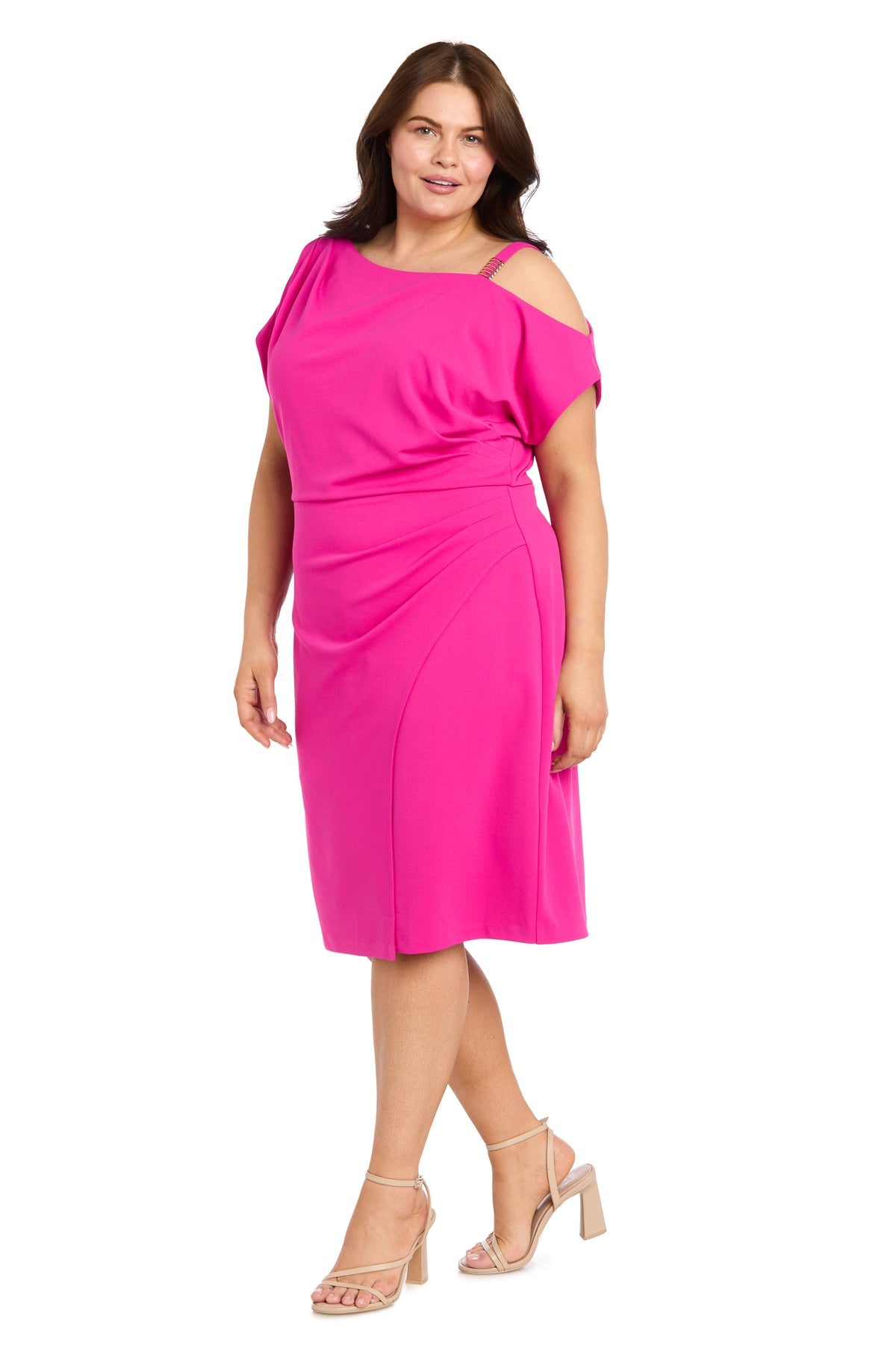 Cold-Shoulder Knee-Length Jersey Cocktail Sheath/Column R&M Richards 5163W