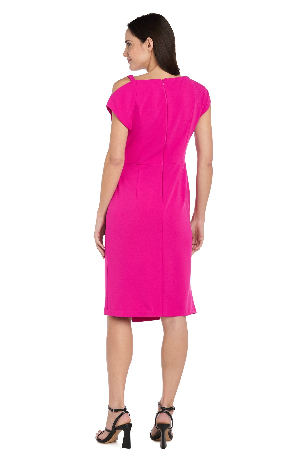 Cold-Shoulder Knee-Length Crepe Cocktail Sheath/Column Dress R&M Richards 5163