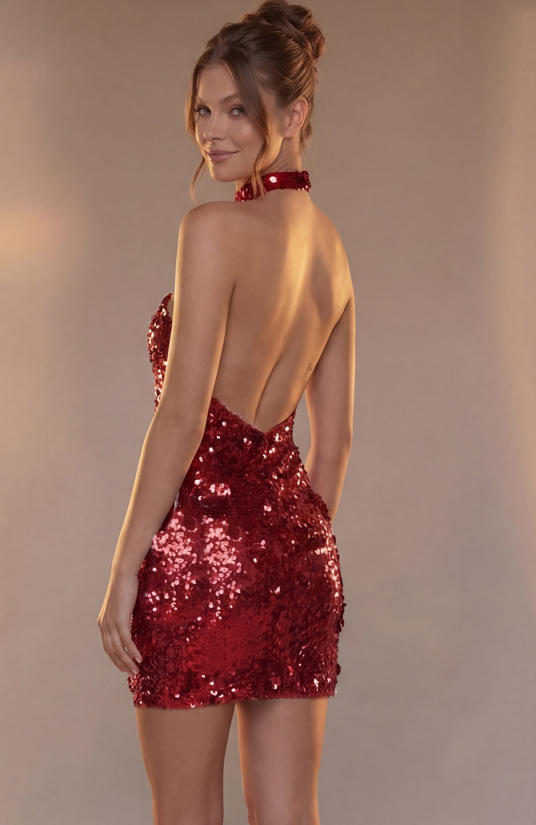 V-Neck Mini Sequin Cocktail Bodycon Dress Jovani 51650