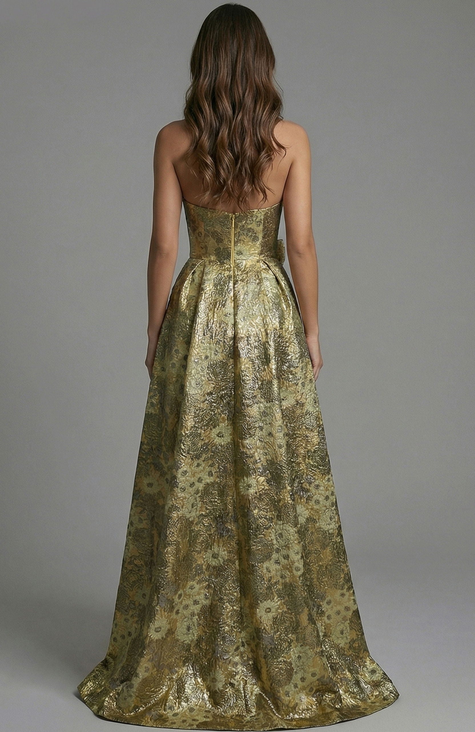 Prom Dresses Metallic Floral Long Formal A Line Prom Dress Jovani 51692 Yellow/Multi