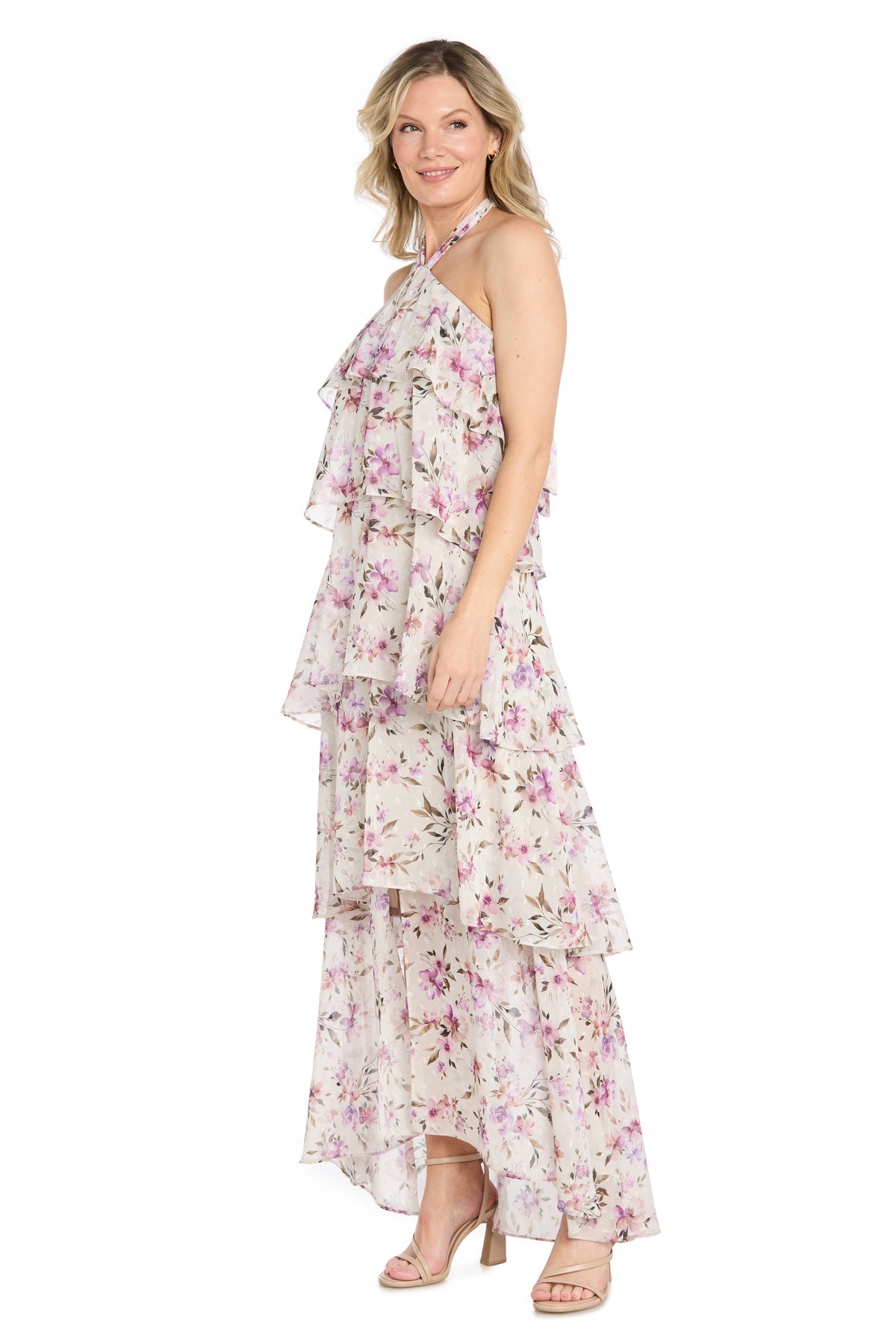 Halter Floor-Length Chiffon Formal A-Line R&M Richards 5199P
