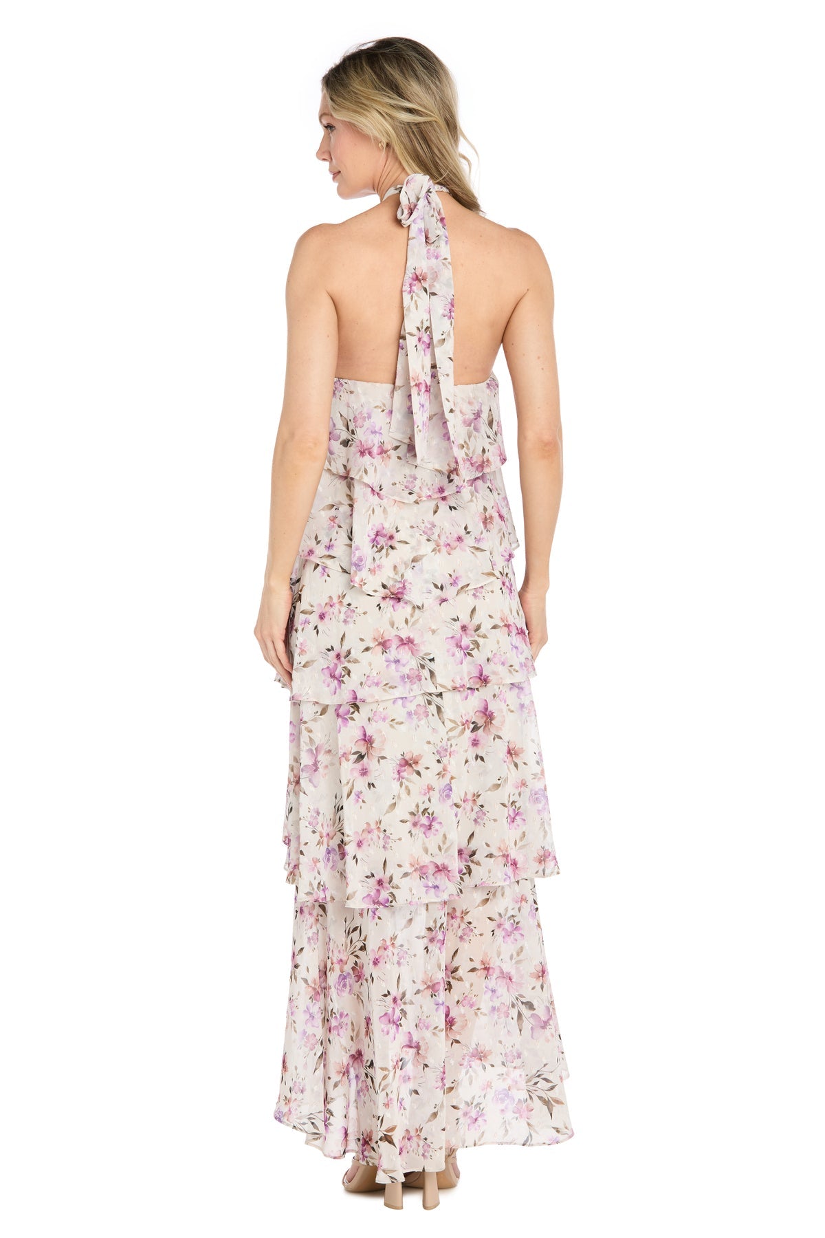 Halter Floor-Length Chiffon Formal A-Line R&M Richards 5199