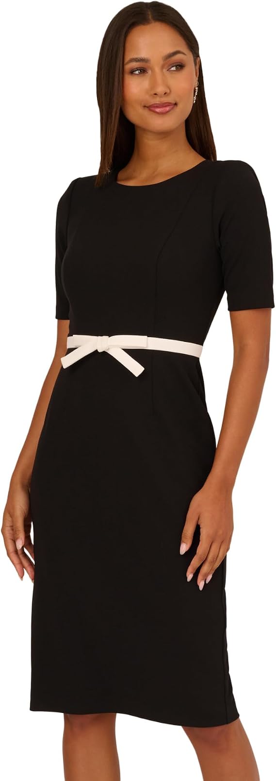 Crew/High-Neck Knee-Length Jersey Occasion Sheath/Column Adrianna Papell AP1D106428