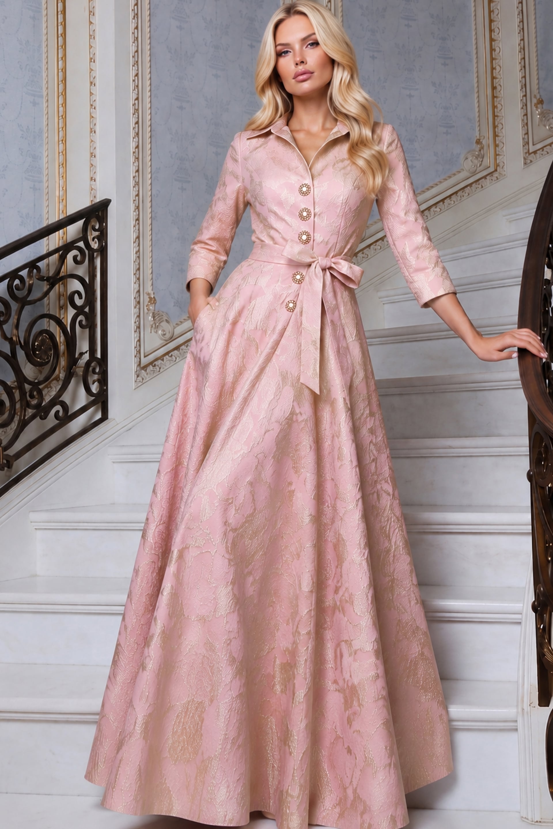 Jewel Floor-Length Satin Occasion A-Line Jovani 52090
