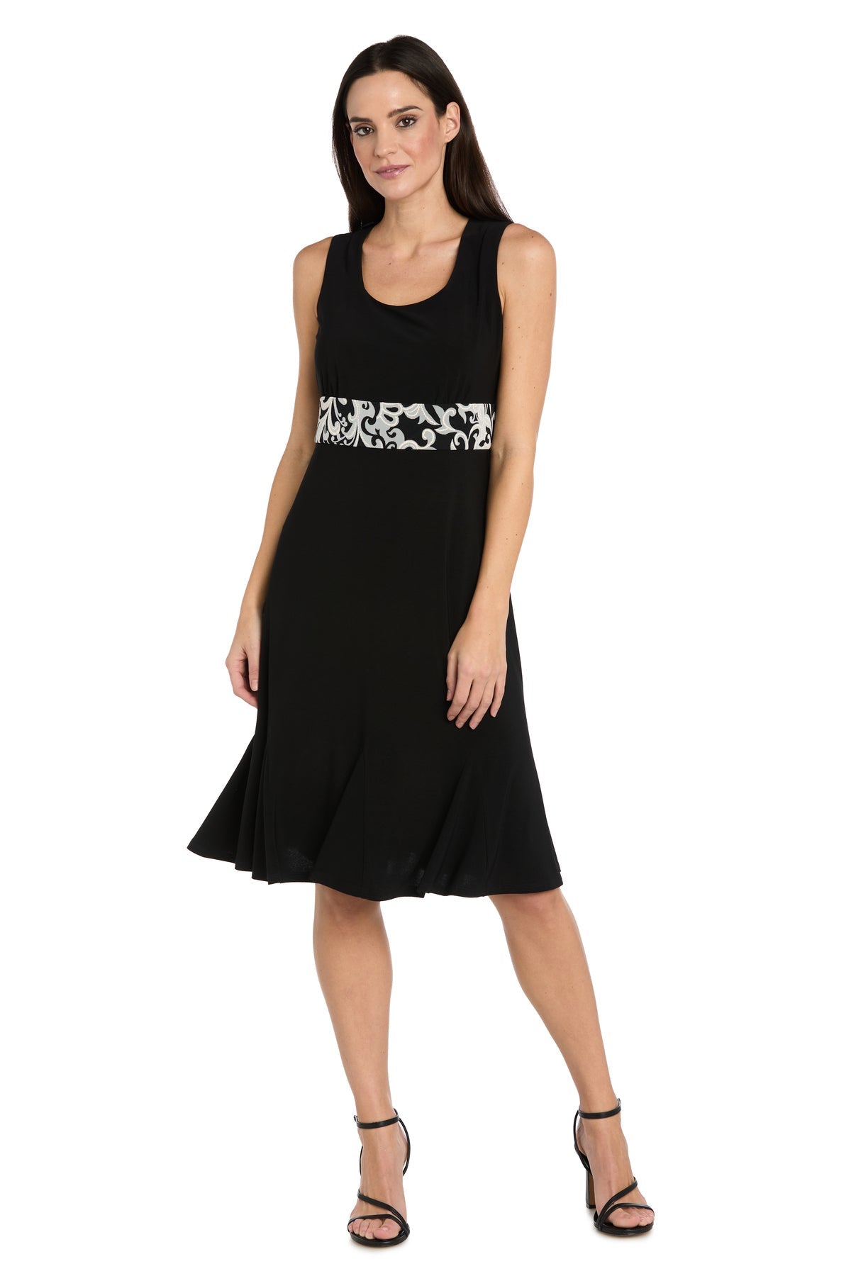 Black/White Scoop Knee-Length Jersey Cocktail Two-Piece Jacket Dress R&M Richards 5223P