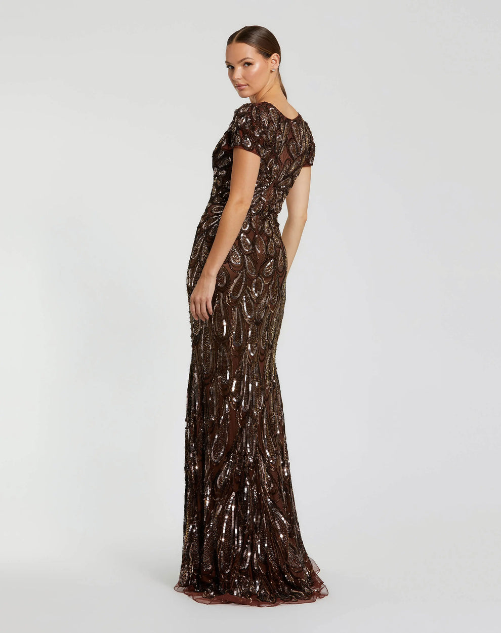 Mother of the Bride Dresses Beaded Long Formal Mother of the Bride Dress Chocolate