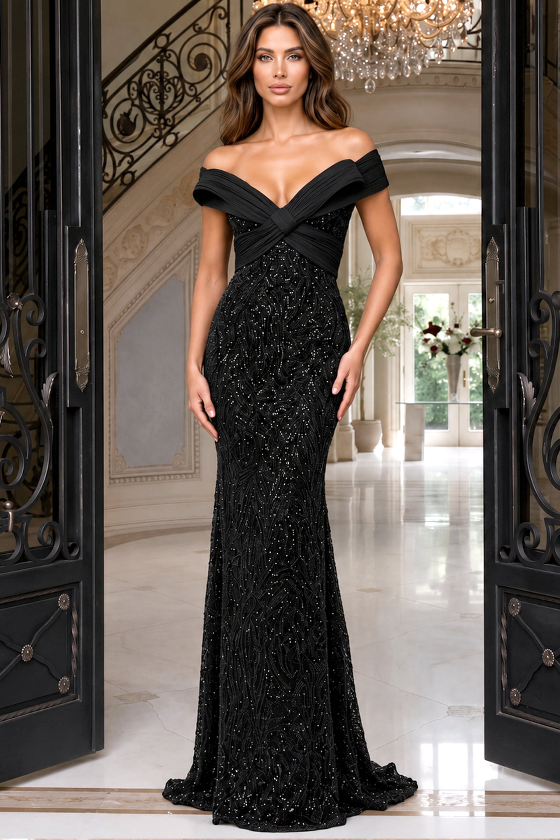 Off-the-Shoulder Floor-Length Sequin Formal Mermaid Jovani 52678