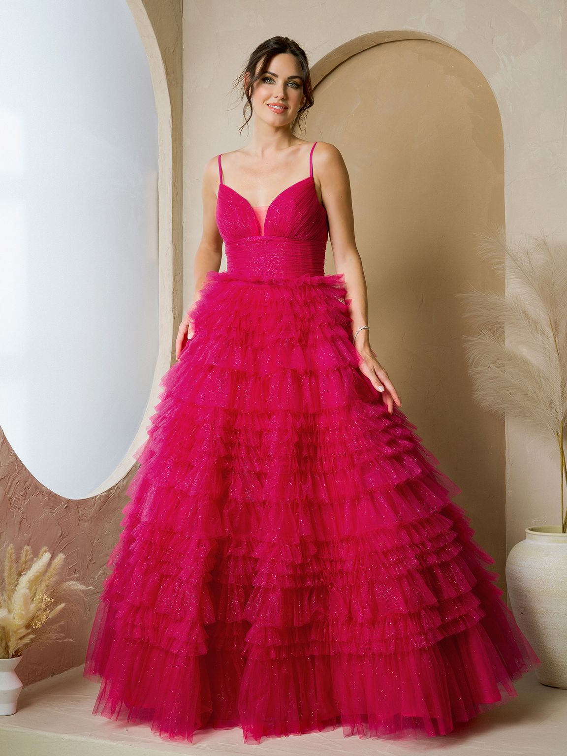 Formal Dresses Formal Long Glitter Ball Gown Prom Dress Fuchsia