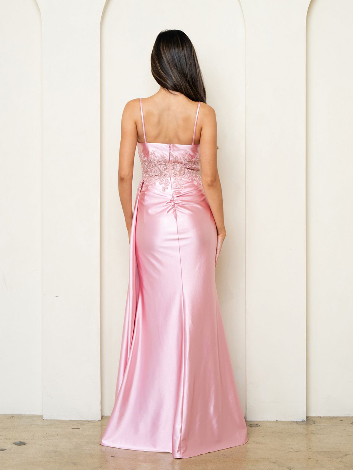Prom Dresses Slit Long Formal A Line Prom Dress Pink