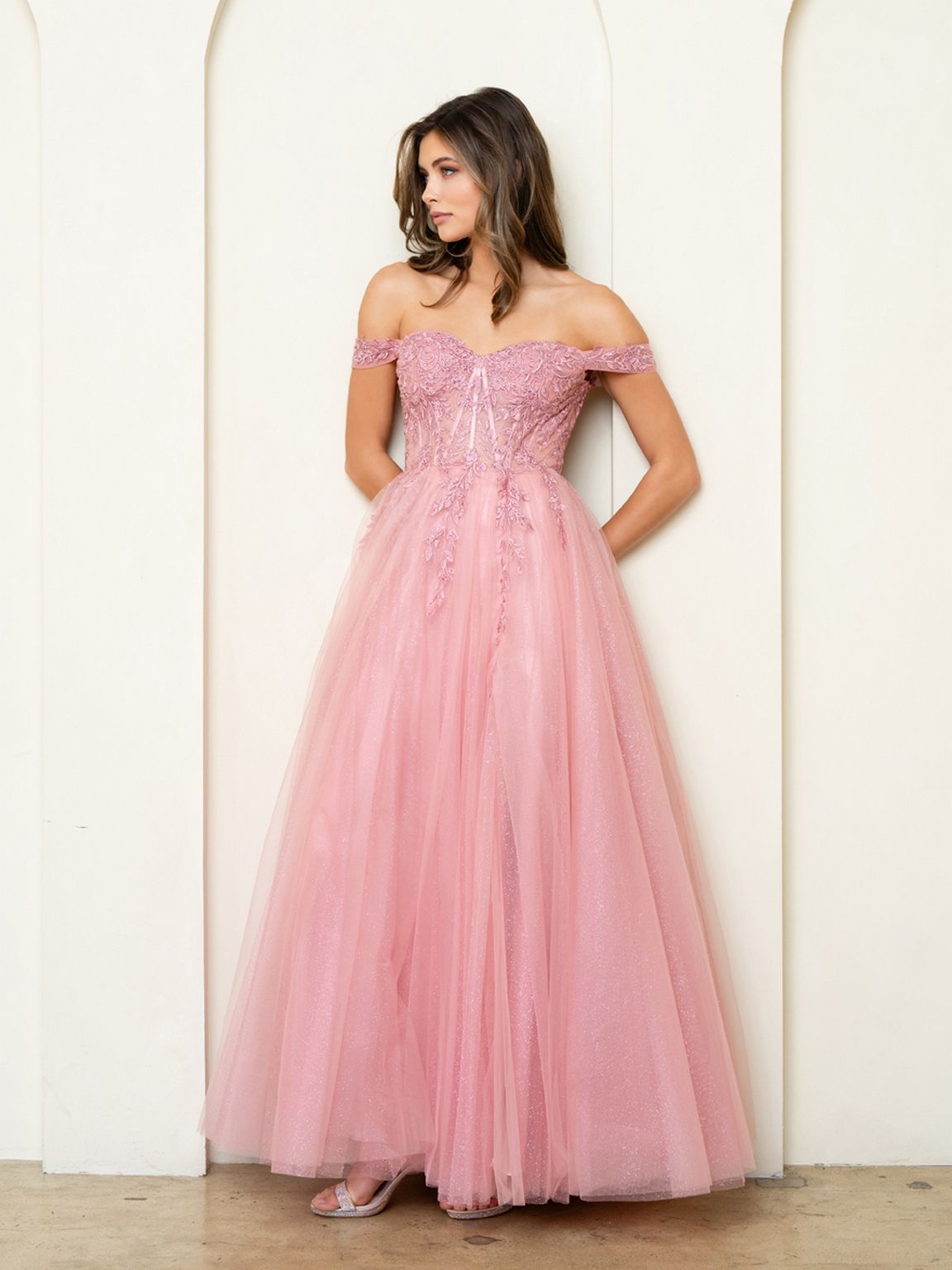 Prom Dresses Long Formal A Line Slit Prom Dress Dusty Rose