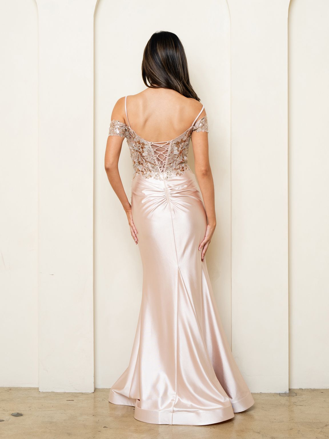 Prom Dresses Long Formal Fitted Sequin Prom Dress Champagne
