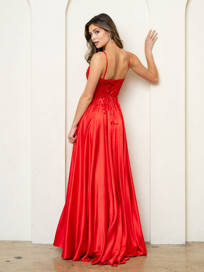 Prom Dresses A Line Long Formal Lace Sequin Prom Dress Red