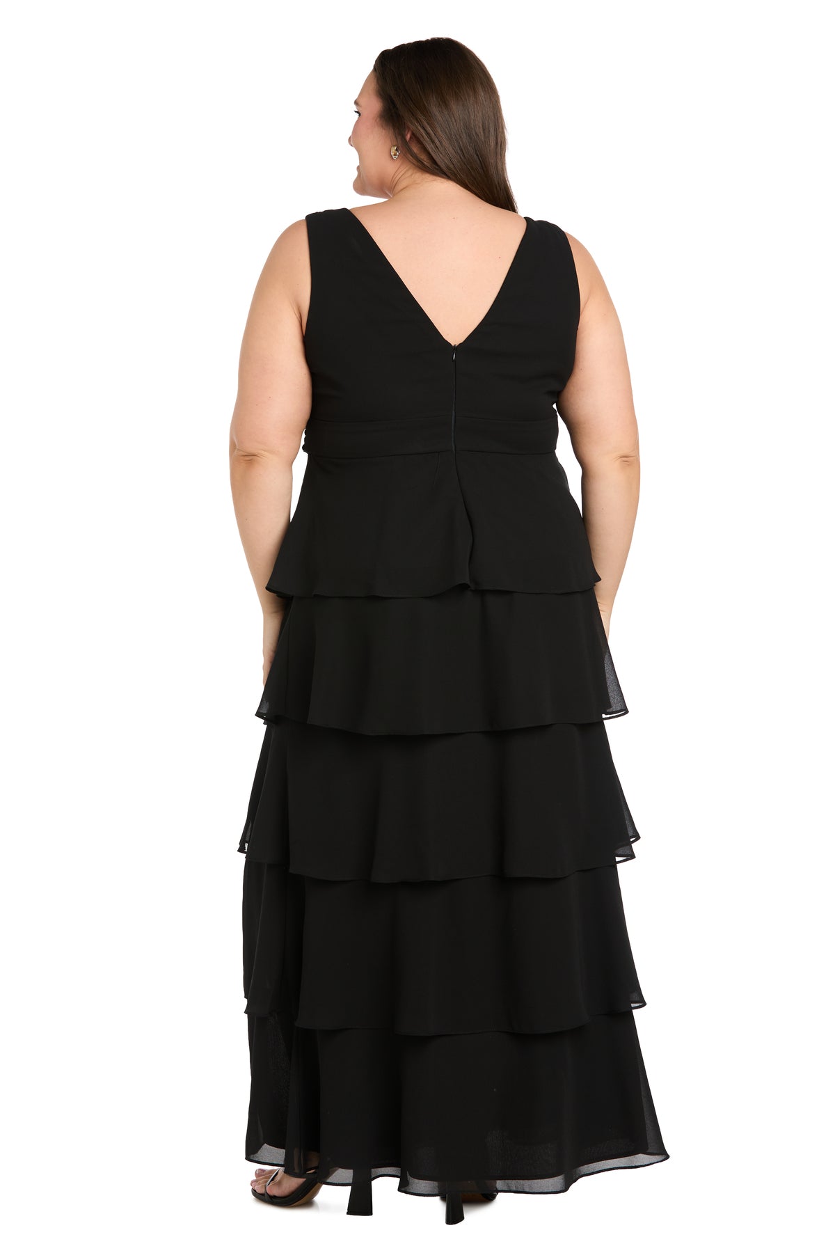 V-Neck Floor-Length Chiffon Formal A-Line R&M Richards 5296W
