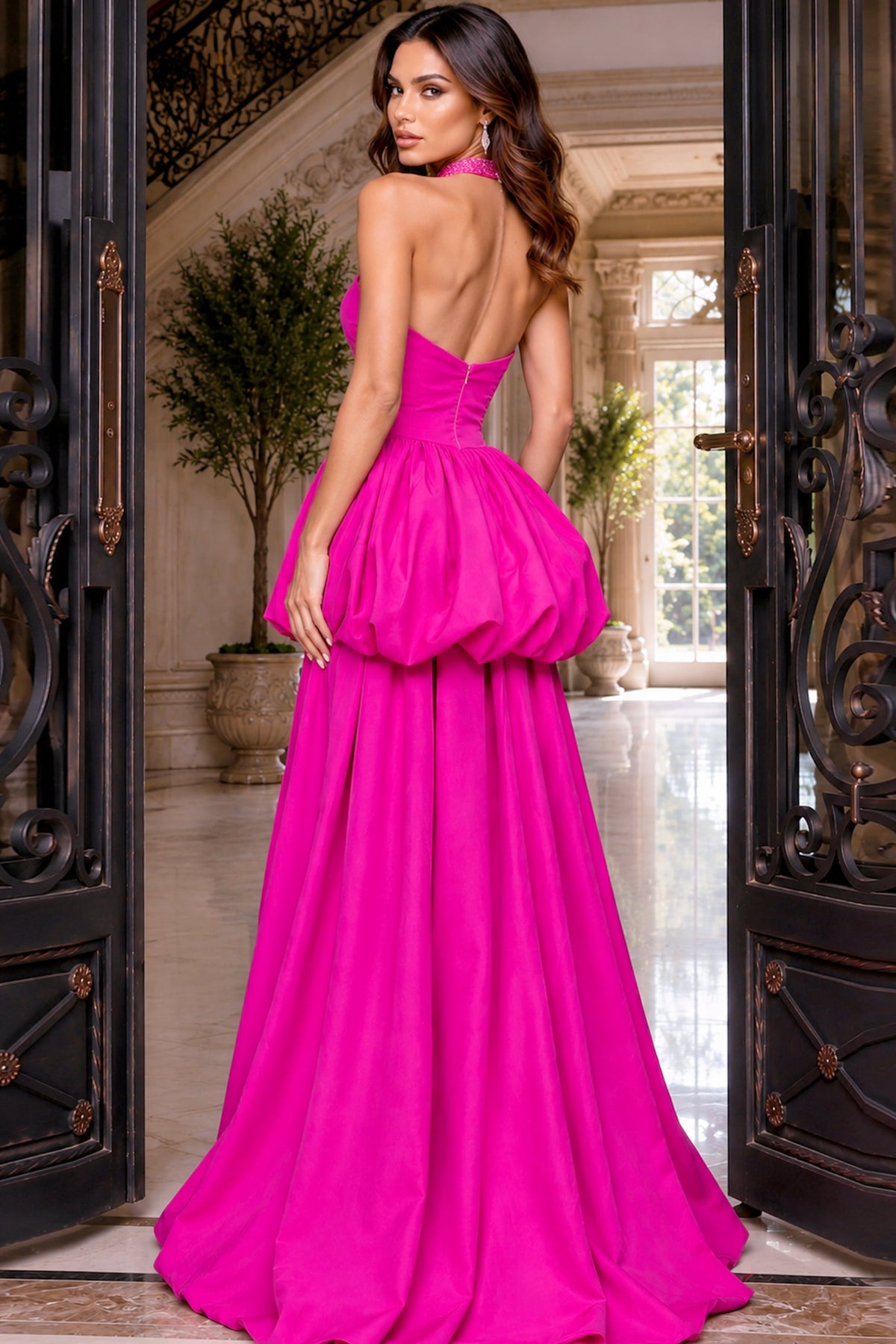 Strapless Curved Neck Floor-Length Chiffon Occasion Ball Gown Jovani 53141
