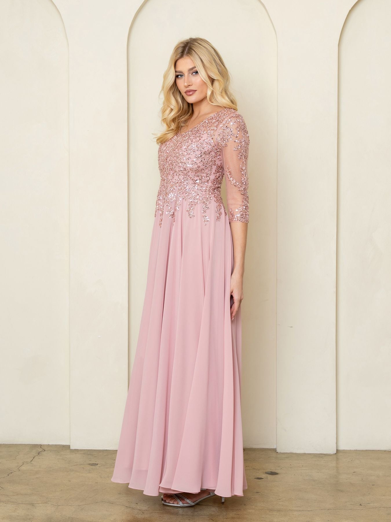 Mother of the Bride Dresses Long Formal Beaded Mother of the Bride Dress Eva Fashion 5314 Dusty Rose