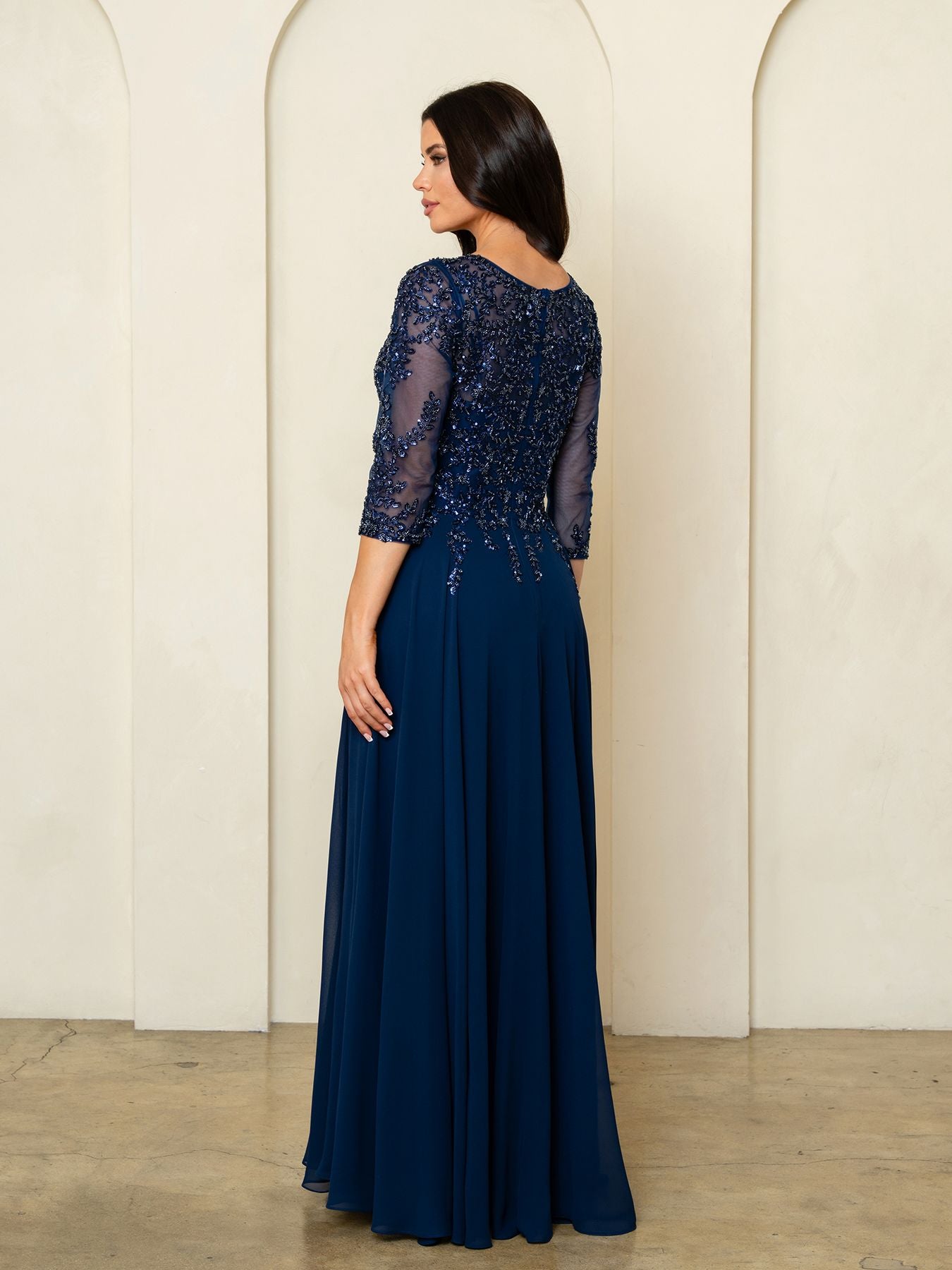 Mother of the Bride Dresses Long Formal Beaded Mother of the Bride Dress Eva Fashion 5314 Navy