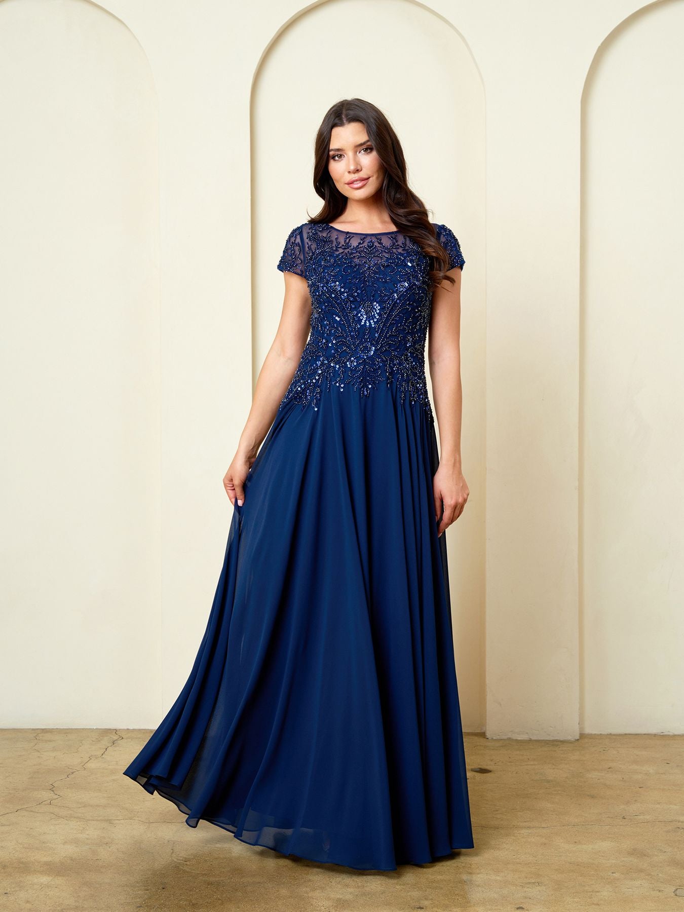 Mother of the Bride Dresses A Line Formal Long Beaded Mother of the Bride Dress Eva Fashion 5316 Navy