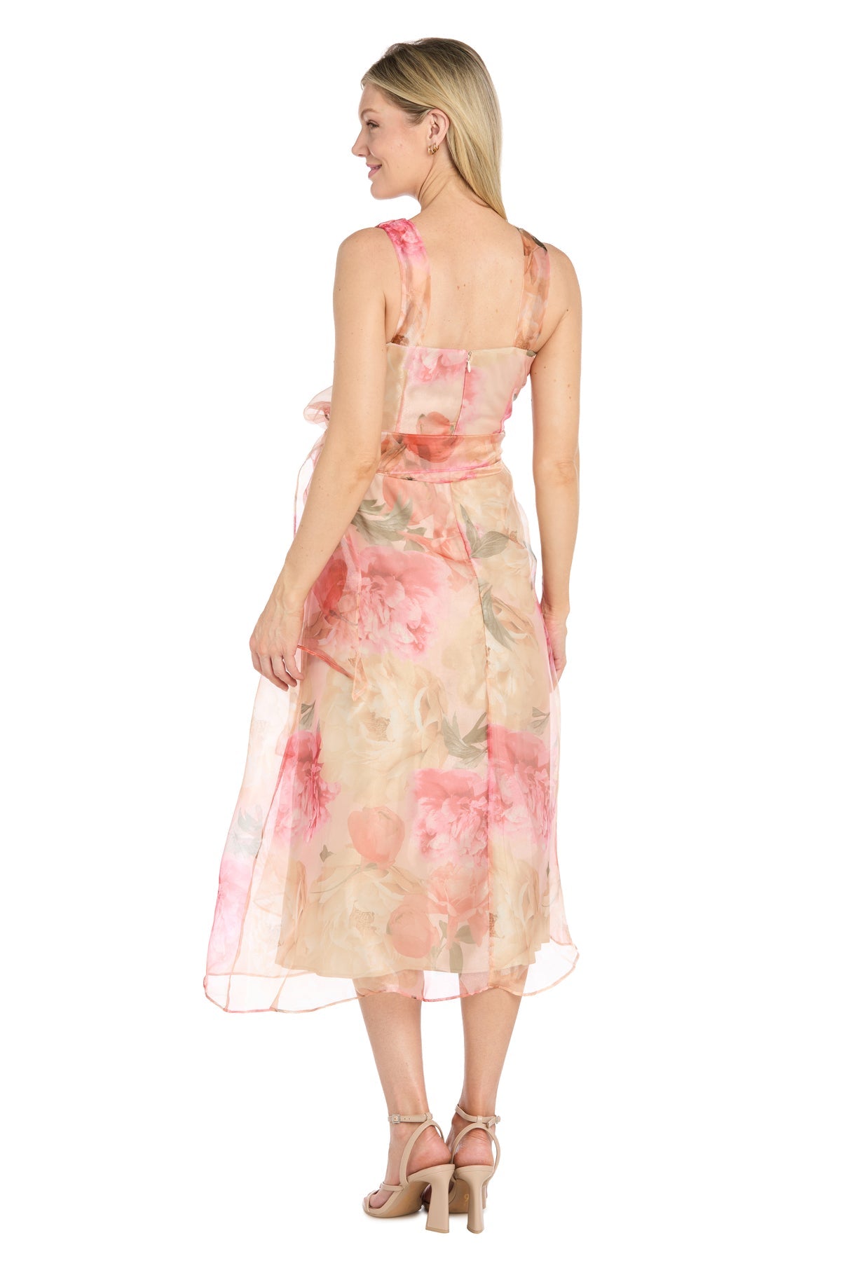 V-Neck Tea-Length Organza Formal A-Line R&M Richards 5384