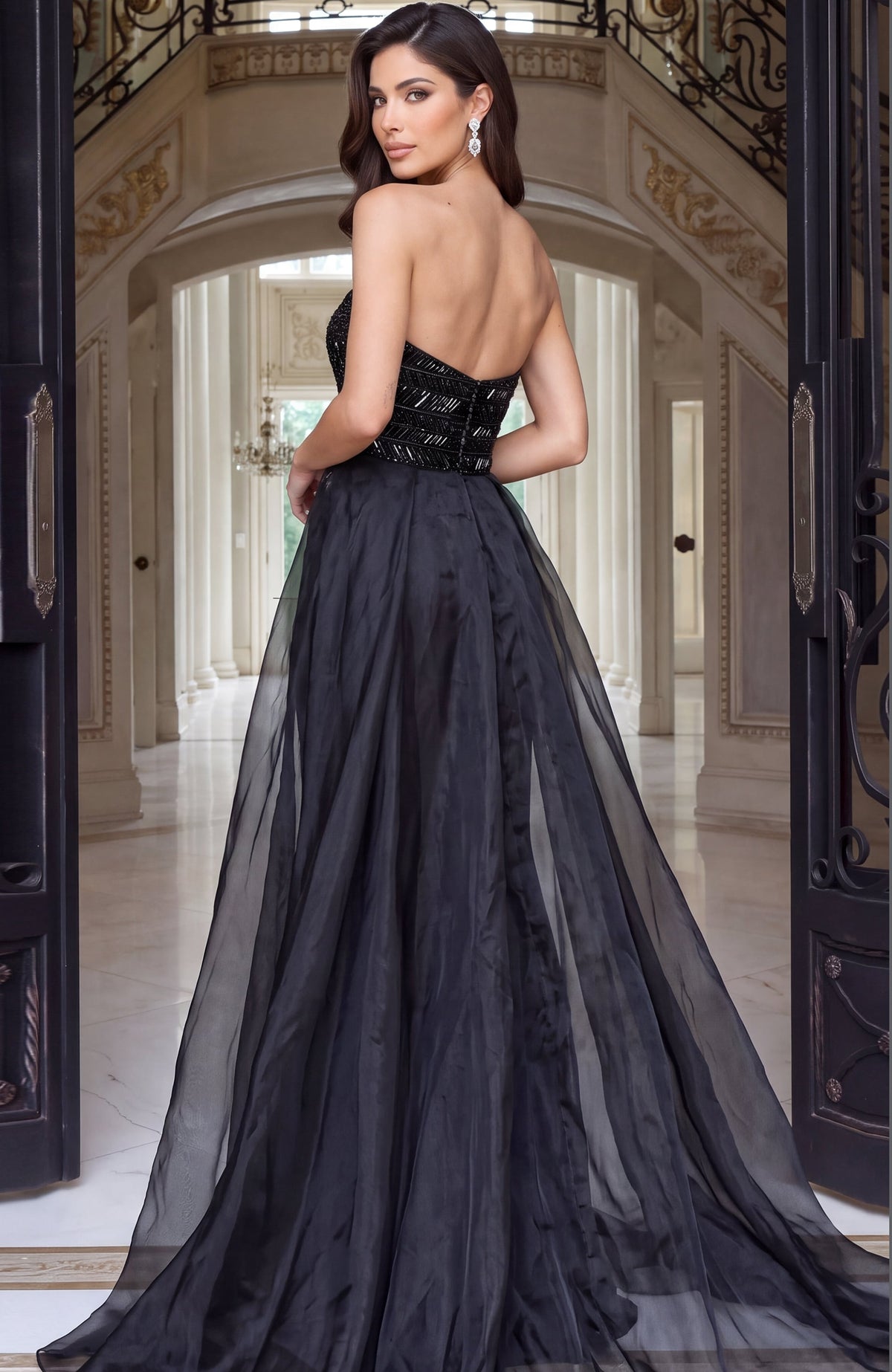 Strapless Curved Neck Floor-Length Sequin Formal Mermaid Jovani 53927