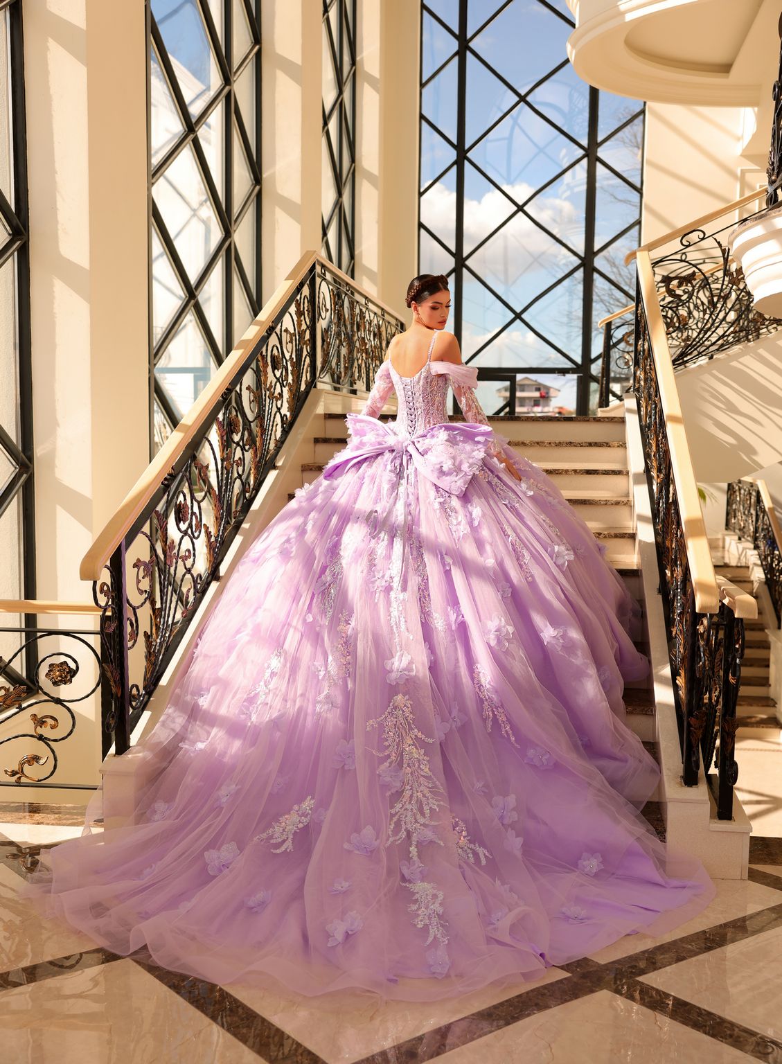Quinceniera Dresses Long Sequin Ball Gown Quinceanera Dress Dusty Lilac