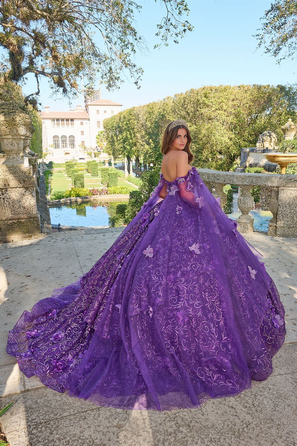 Quinceniera Dresses Long 3D Floral A Line Sweet 16 Quinceanera Dress Purple