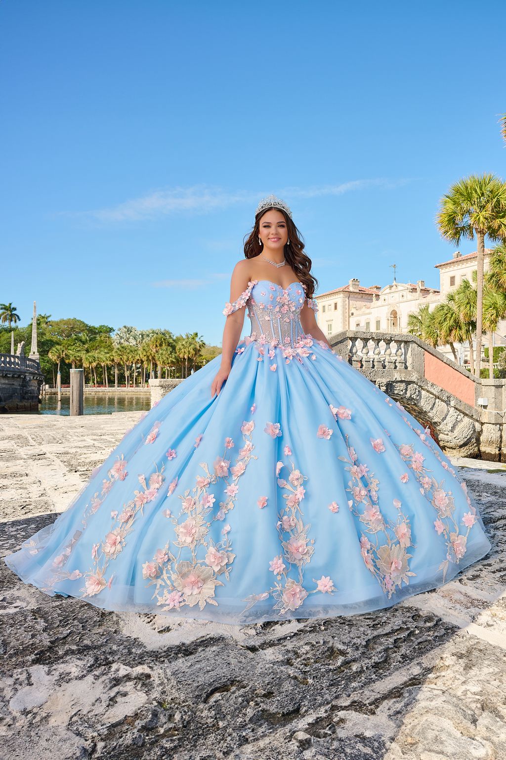 Quinceniera Dresses Beaded Ball Gown Long Quinceanera Dress Light Blue