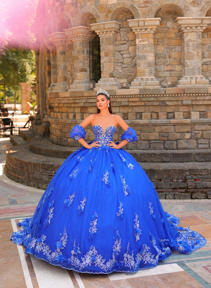 Light Blue Amarra 54242 Quinceañera Long Sweet 16 Ball Gown