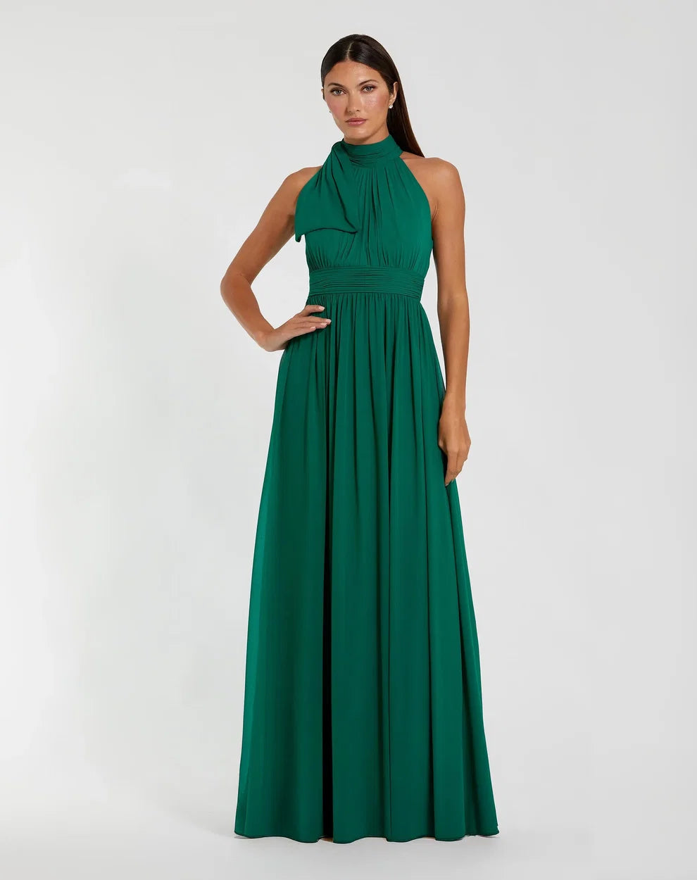 Mac Duggal Long Halter Chiffon Prom Dress 55035 - The Dress Outlet