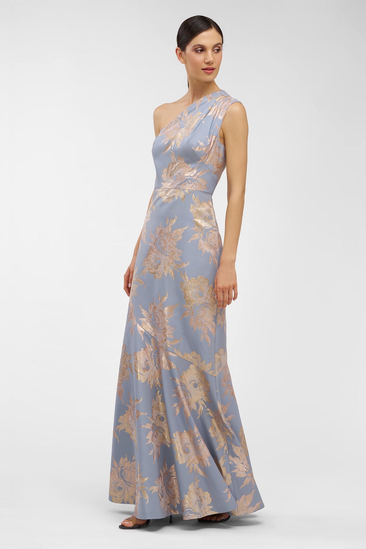One-Shoulder Metallic Jacquard Gown Kay Unger 55113730