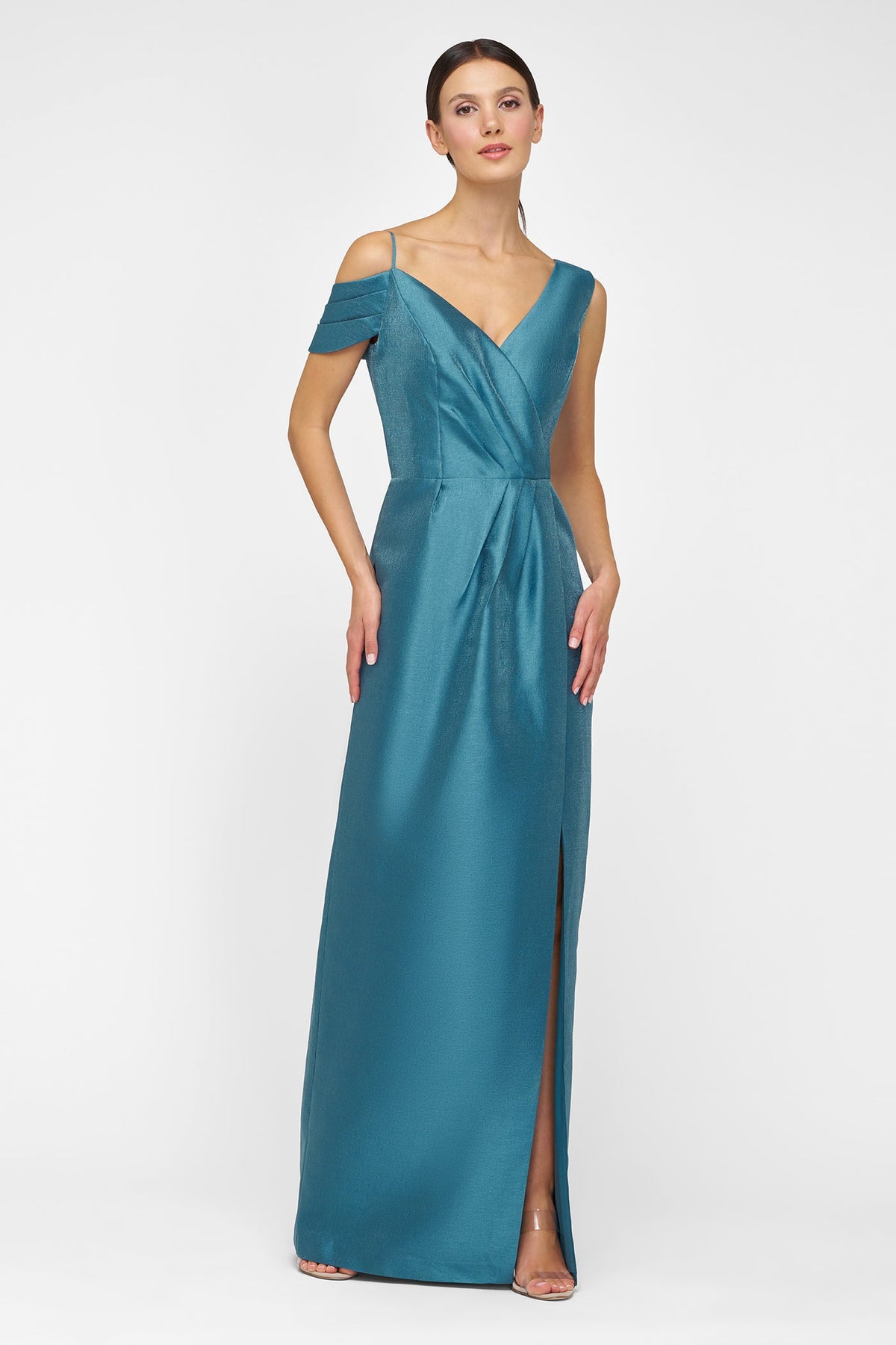Kay Unger Rowan Column Gown in Ocean Teal