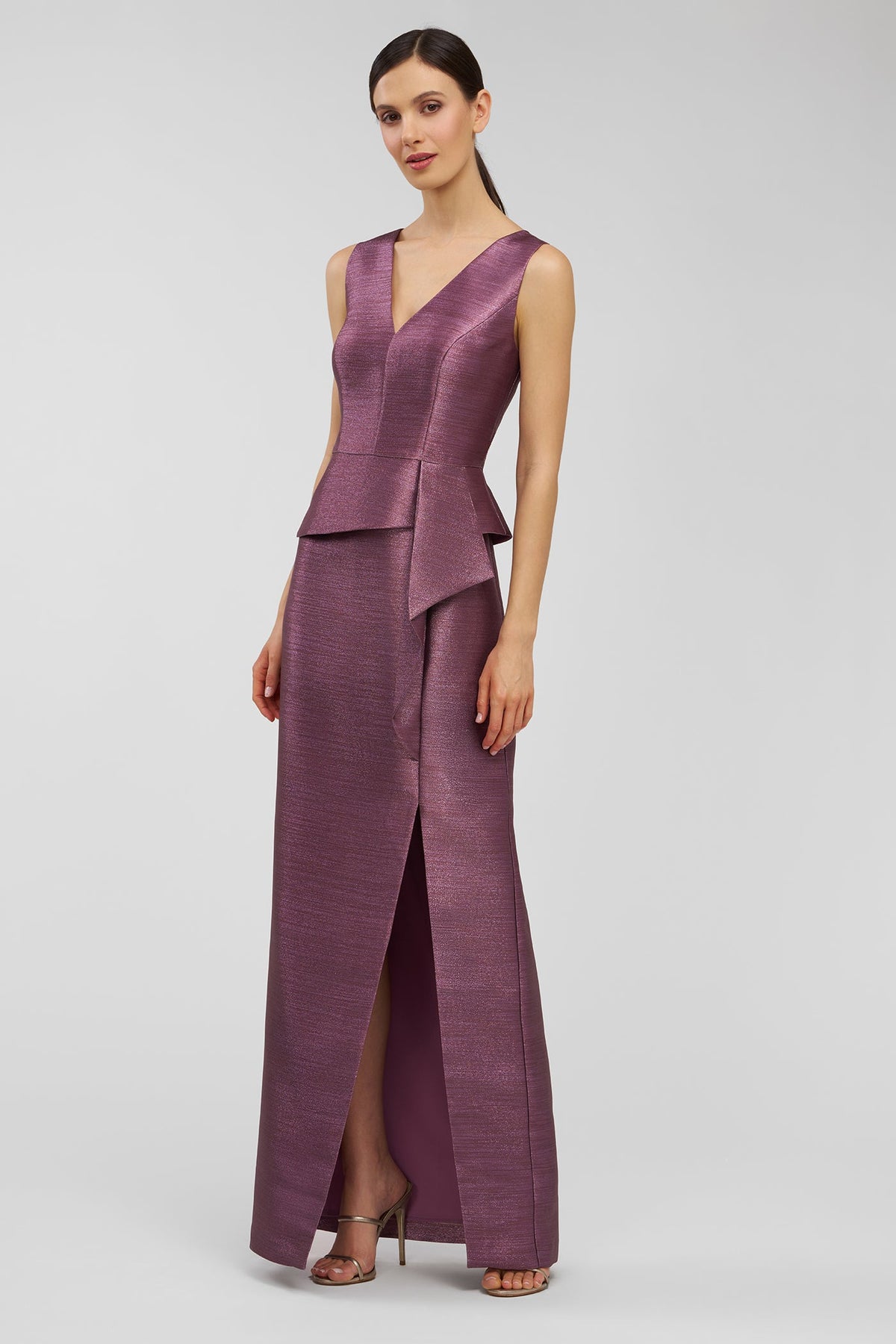Kay Unger Octavia Column Gown in Deep Mink