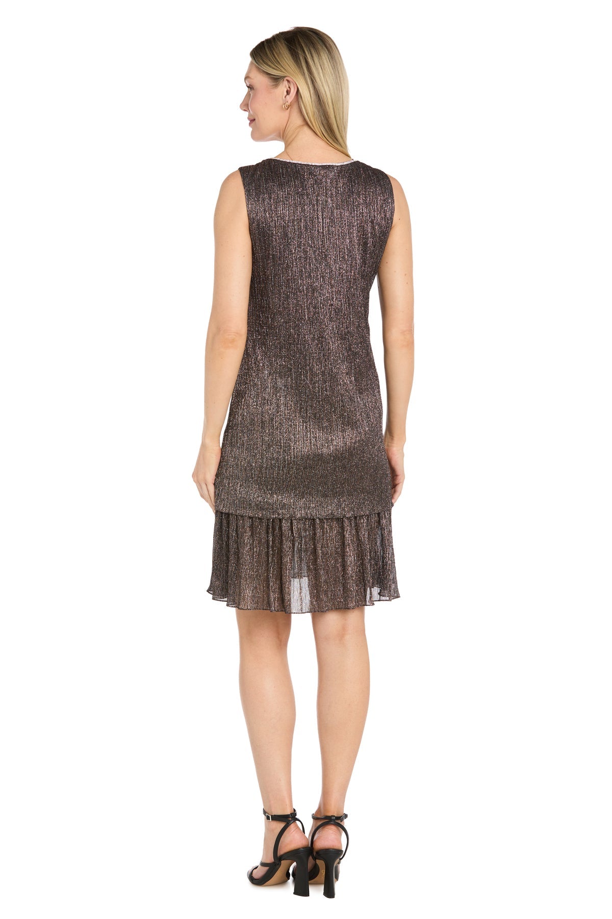 Black R&M Richards 5517 Scoop-Neck Short Chiffon Tiered Cocktail Dress Jacket