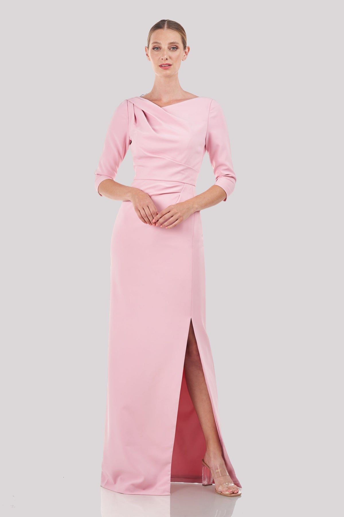 Margerite Pleated Side Slit Column Gown Kay Unger 5519277