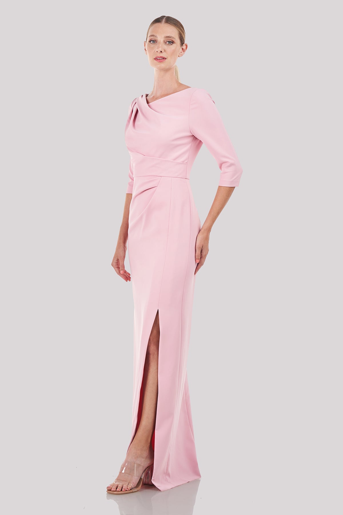 Margerite Pleated Side Slit Column Gown Kay Unger 5519277