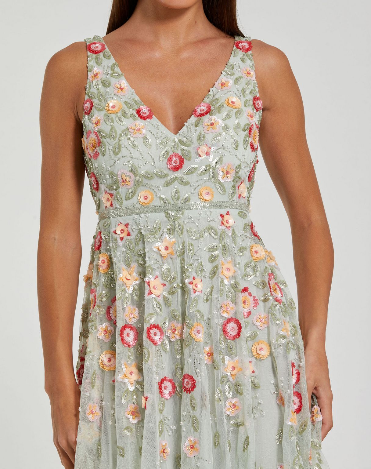 Cocktail Dresses Short Sleeveless Cocktail Tea Length Dress Sage Multi