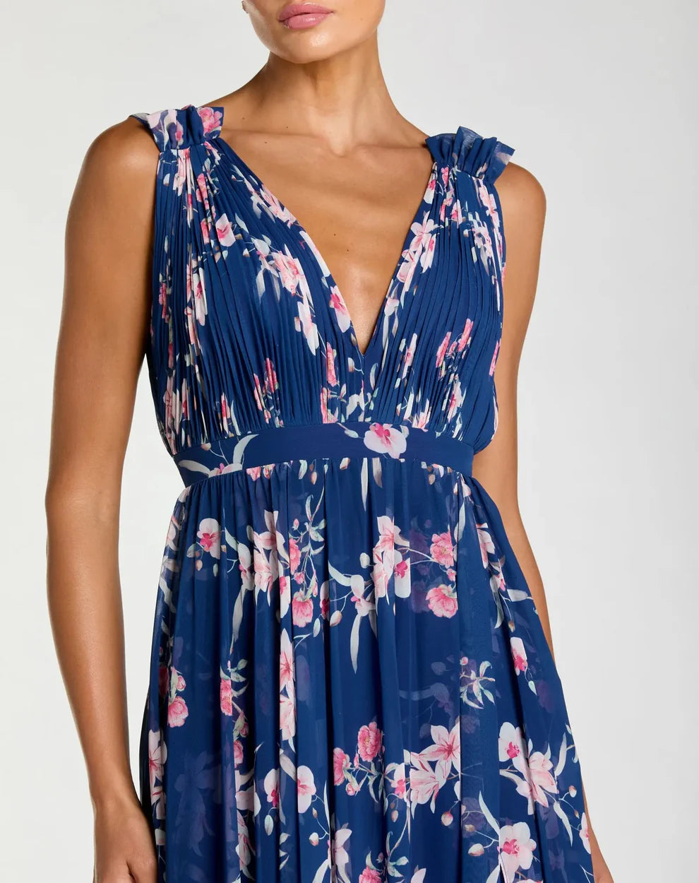 Formal Dresses Long Sleeveless Formal Chiffon Gown Blue Multi