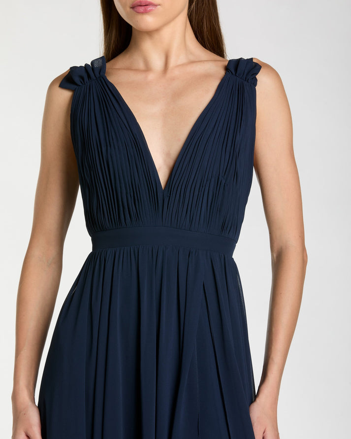 Formal Dresses Long Sleeveless Formal Chiffon Gown Navy