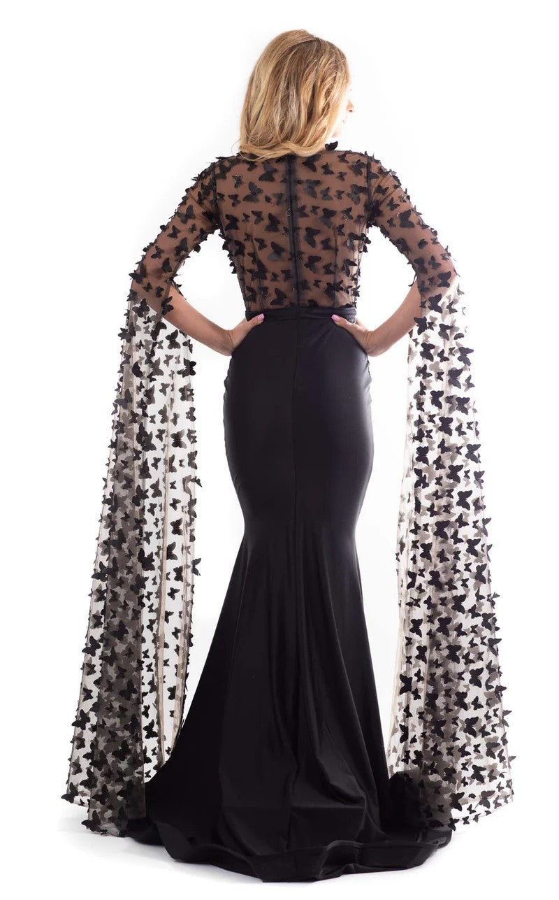 Prom Dresses Long Sleeve Formal Fitted Evening Dress Black